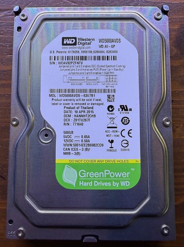 500gb sata festplatte - wd, av-gp